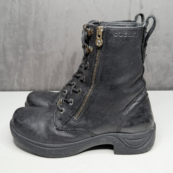 Dublin Tilly  Boots Womens 9.5 Black Leather Lace Up Side Zip Combat Waterproof - Picture 2 of 10